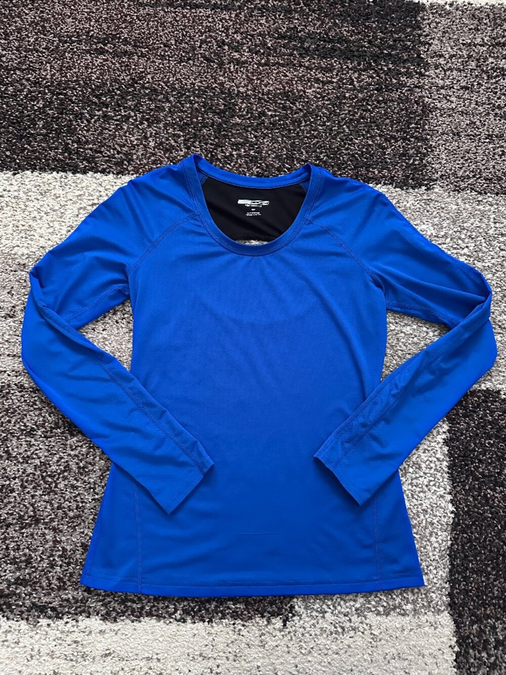 EXPRESS (S) Blue & Black Core Long Sleeve Cut-Out Tee Top Performance Activewear